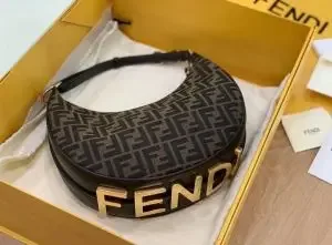 Fendy_Fendygraphy_Tan_ShoulderBag_With_OriginalBox_DustCover_Highend