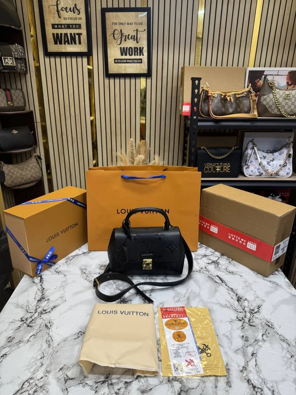 Loius vutton madeleine bb luxury handbag with og double box including carry bag packing premium quality product (m23678 -black)