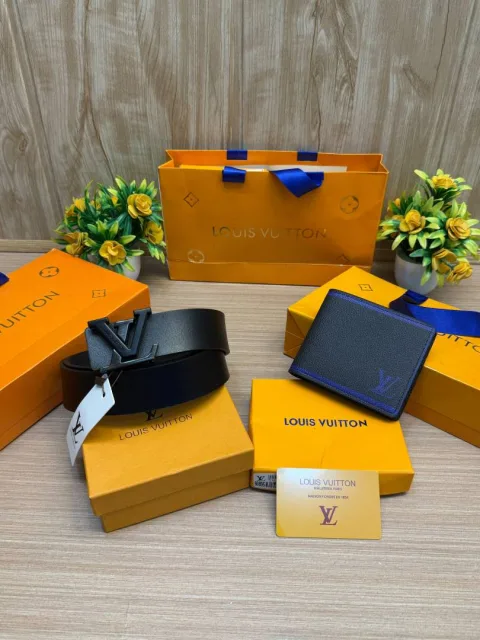 LOUIIS VUITTON Belt & Wallet (SALE) Combo With Brand Box & Carry Bag 1 & 2