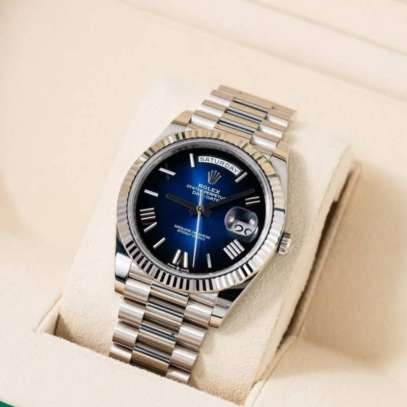Rolee_x Oyster Perpetual Day Date 40 Battery Silver-Blue
