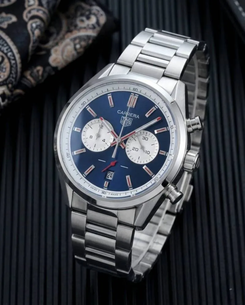 Tag heuuer Carrera white Chronograph silver blue white crnografh