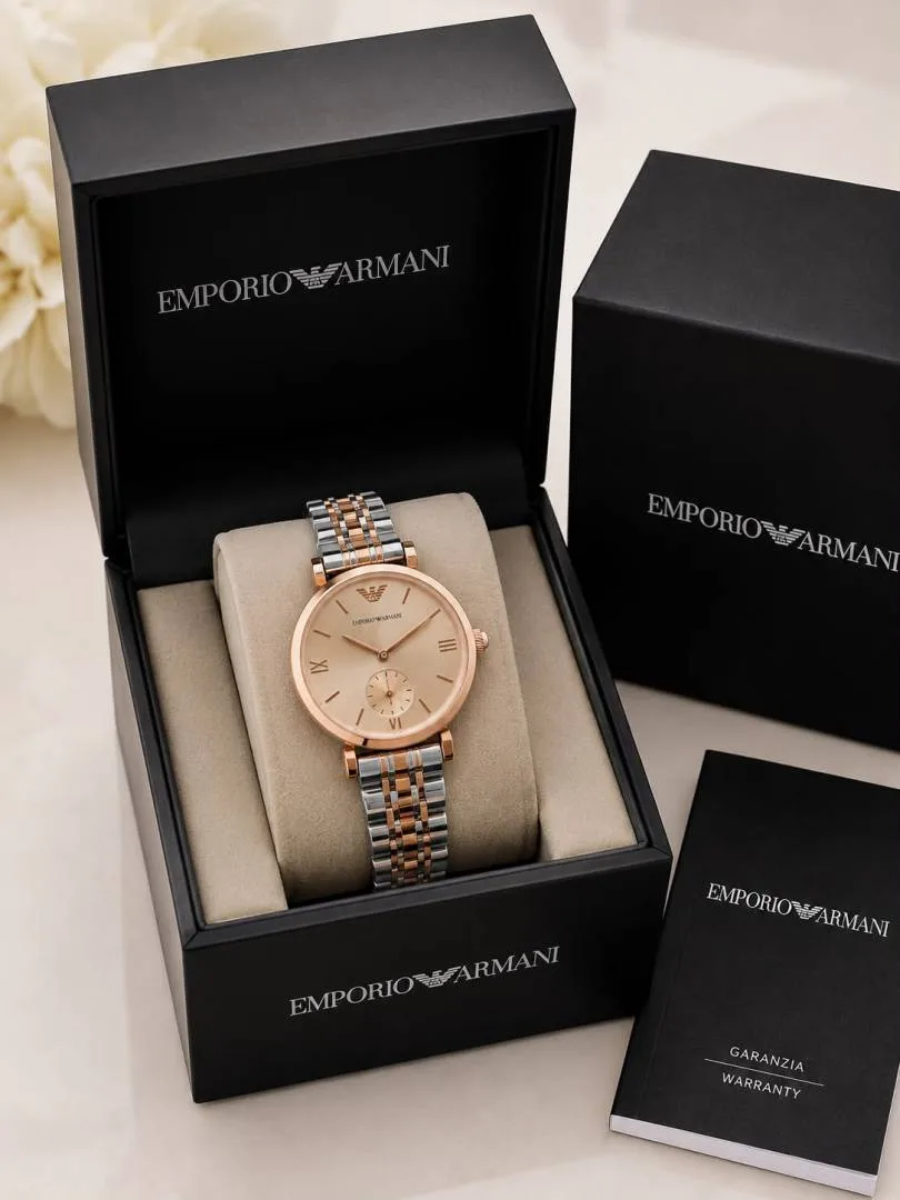Emphorio Armaann_i Classic 2 ton copper pink crono Roman ank