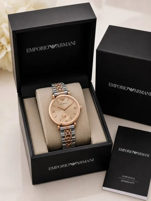 Emphorio Armaann_i Classic 2 ton copper pink crono Roman ank