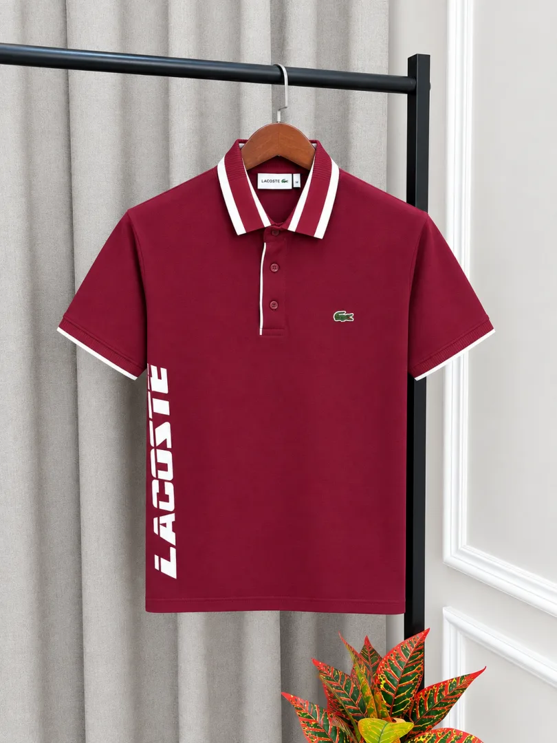 Lacost Maroon Premium Imported Front Design Polo T-Shirt with Box Packing(1587)