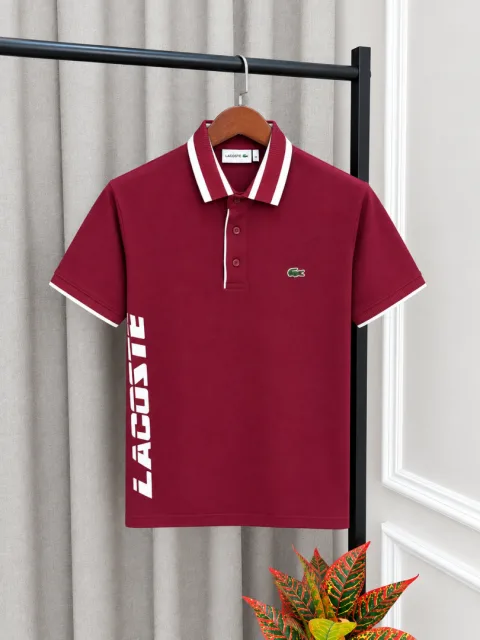 Lacost Maroon Premium Imported Front Design Polo T-Shirt with Box Packing(1587)