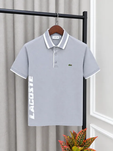 Lacost Grey Premium Imported Front Design Polo T-Shirt with Box Packing(1586)