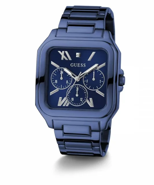 Gues_s Men Headline Square Gunmetal Analogue blue