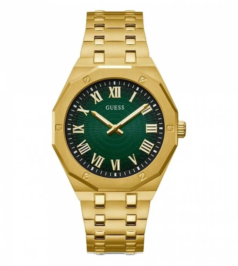 GUES_S ASSET Men Round Dial Analog gold green