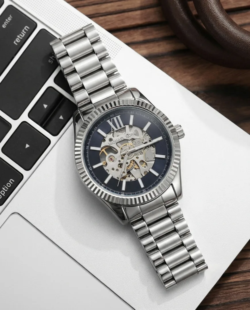 Michael_l Kors Lexington Automatic Skeleton Silver-Black