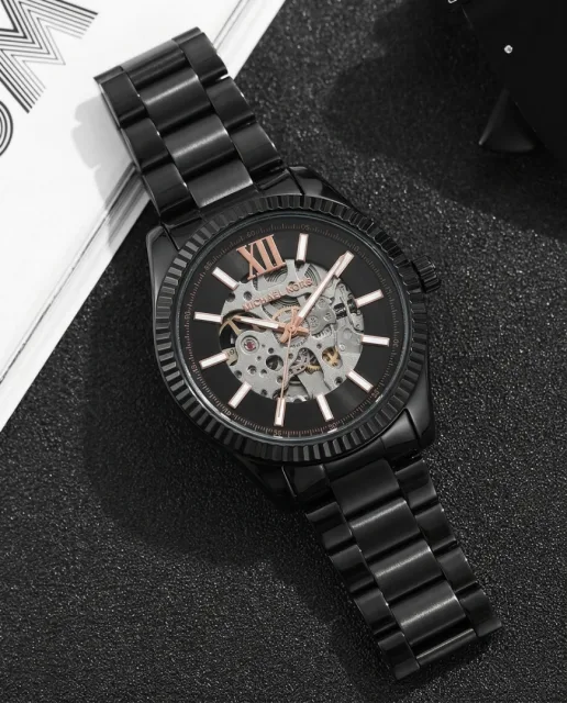 Michael_l Kors Lexington Automatic Skeleton Black