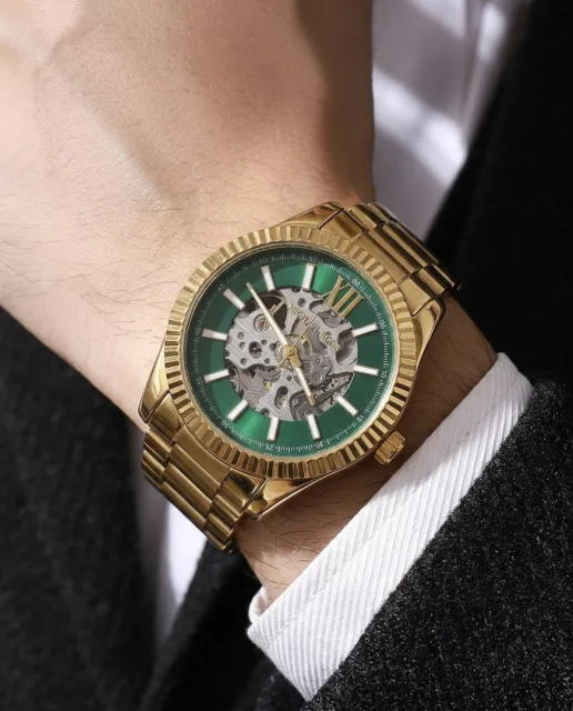 Michael_l Kors Lexington Automatic Skeleton Gold-Green