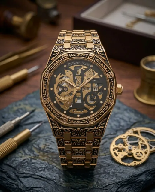 Audemar Piguet Royal Oak Vintage Gold Black Dial
