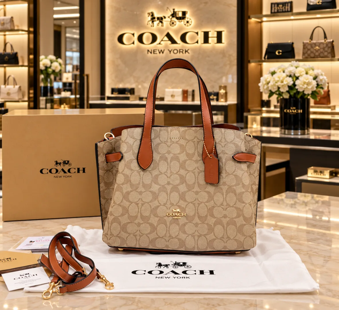 Coatch Hanna CarryAll Medium Satchel Bag With Original Box & DustCover 6908