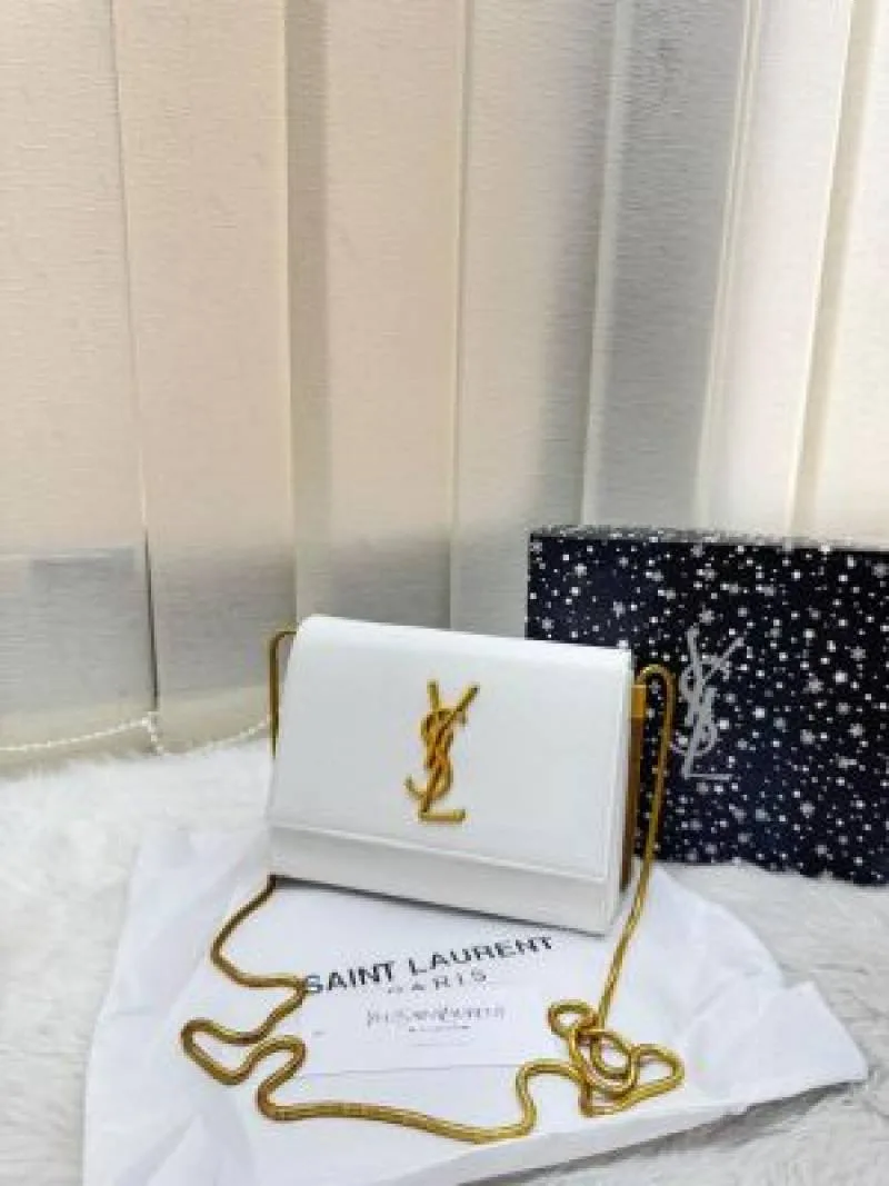 YSL Monogram Cassandre logo resembling the design of the Saint Laurent Kate Small Chain Bag with Box premium quality