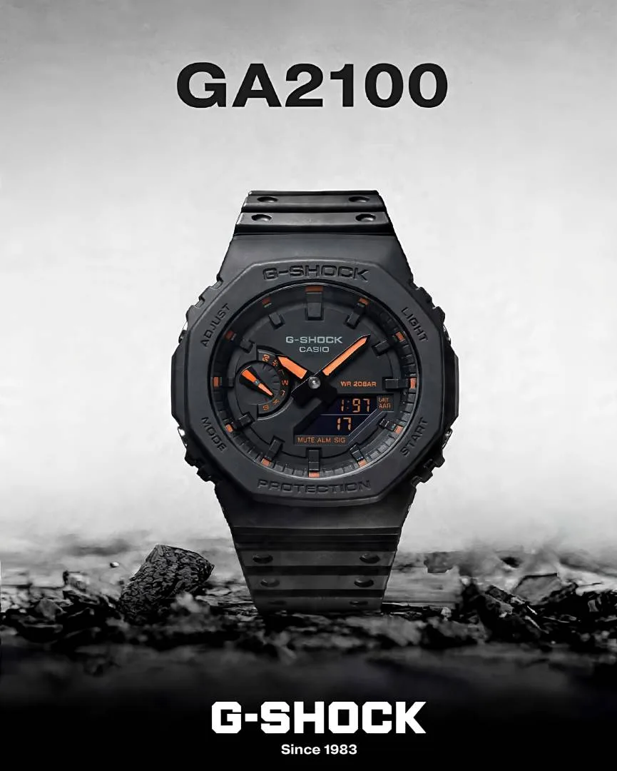 Casio g shock ga2100 black and orange