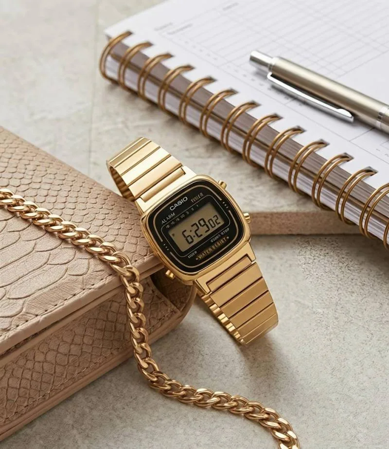 Casio Womens Vintage LA670 GOLD BLACK