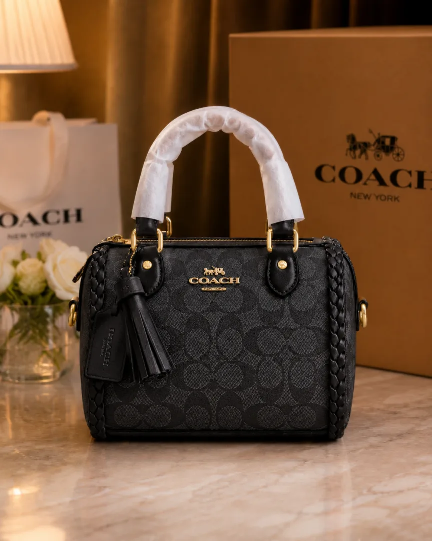 COATCH Rowan Mini Braided Crossbody Bag With Original Magnet Box & Carry bag 6878