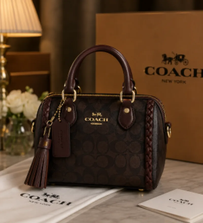 Coatch Rowan Mini Braided Crossbody Bag With Original Magnet Box & Carry bag 6556
