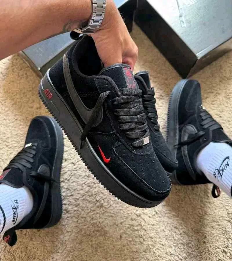 Nikkee Airforce 1 Low Multi Swoosh Black Crimson 771