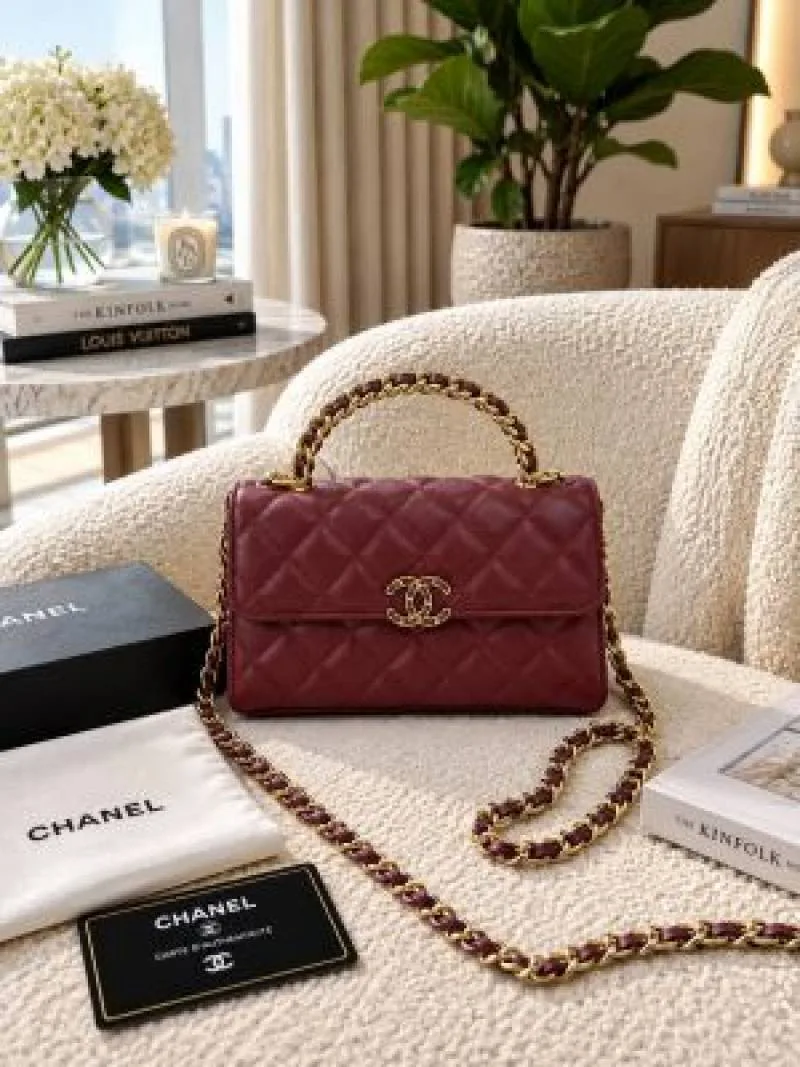 Chennel caviar Quilted top handle bag with box 5315