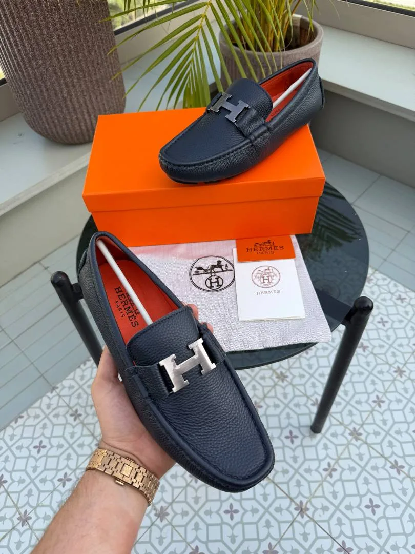 Hermez Navy Premium Loafers Surplus Calf Leather Quality With All Accessories HX016