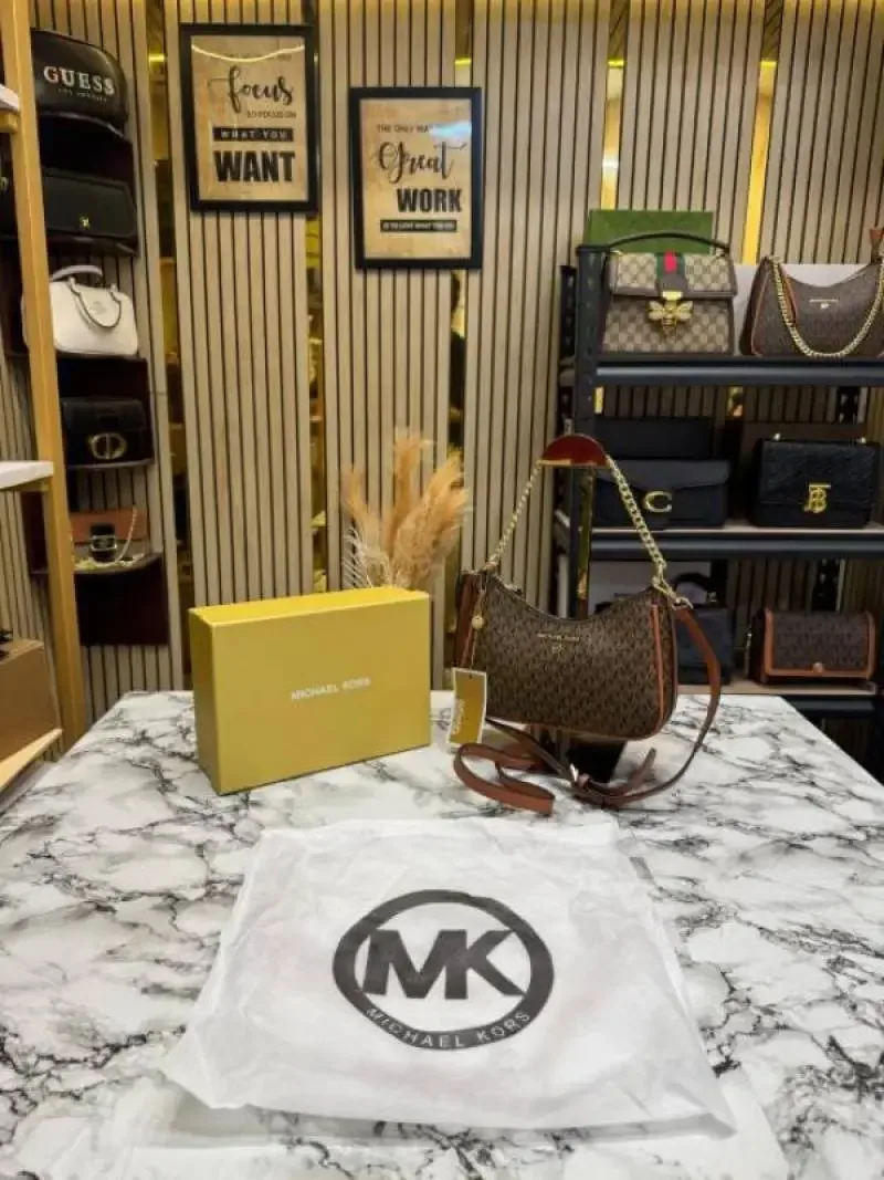Michael Korrs Jet Set Charm Logo Sling Bag With Box And Dust Bag (4018-Brown)