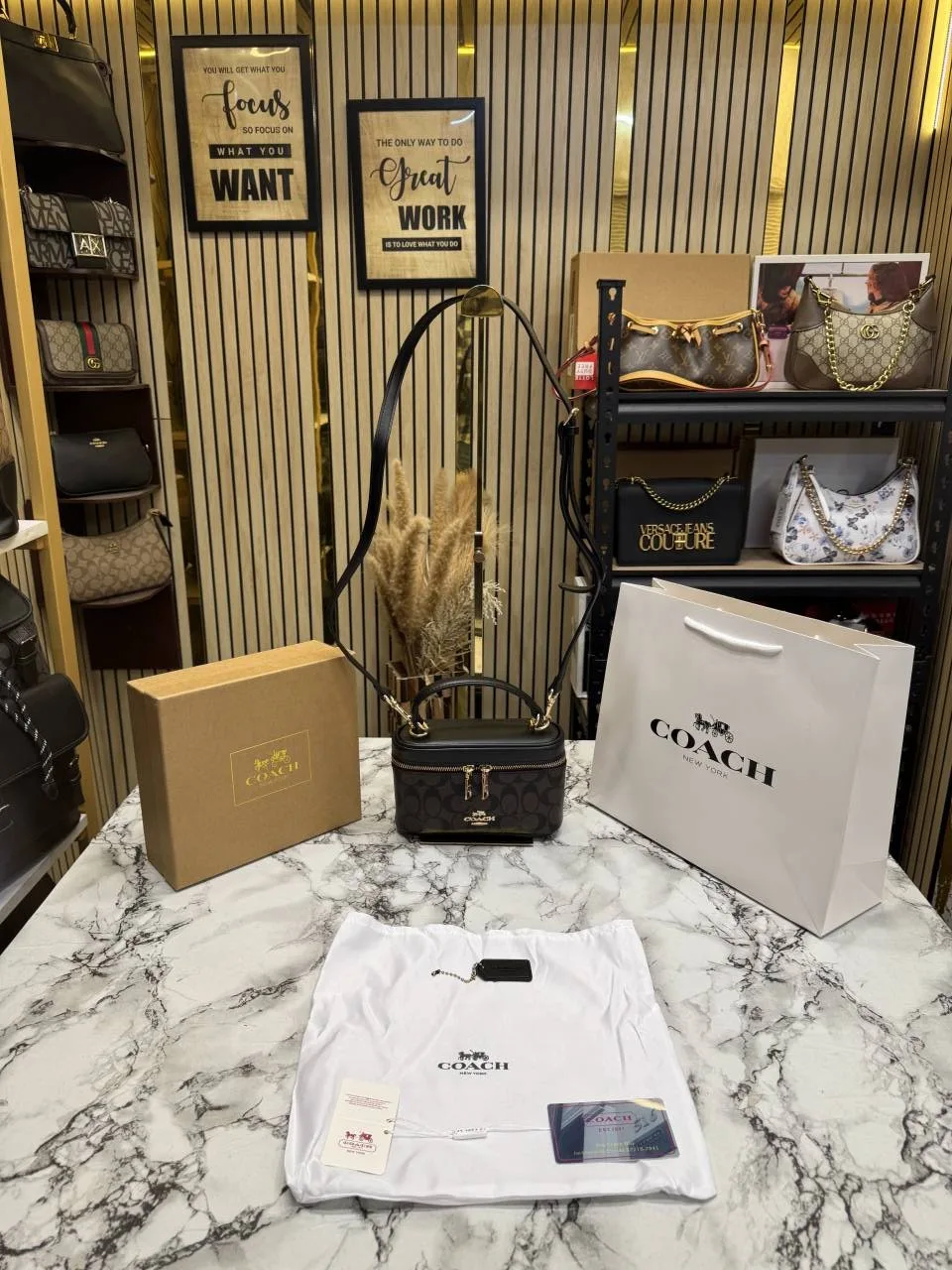 Coatch Coffee Mini Crossbody Bag With Og Box And Dust bag including Carry Bag (26011)