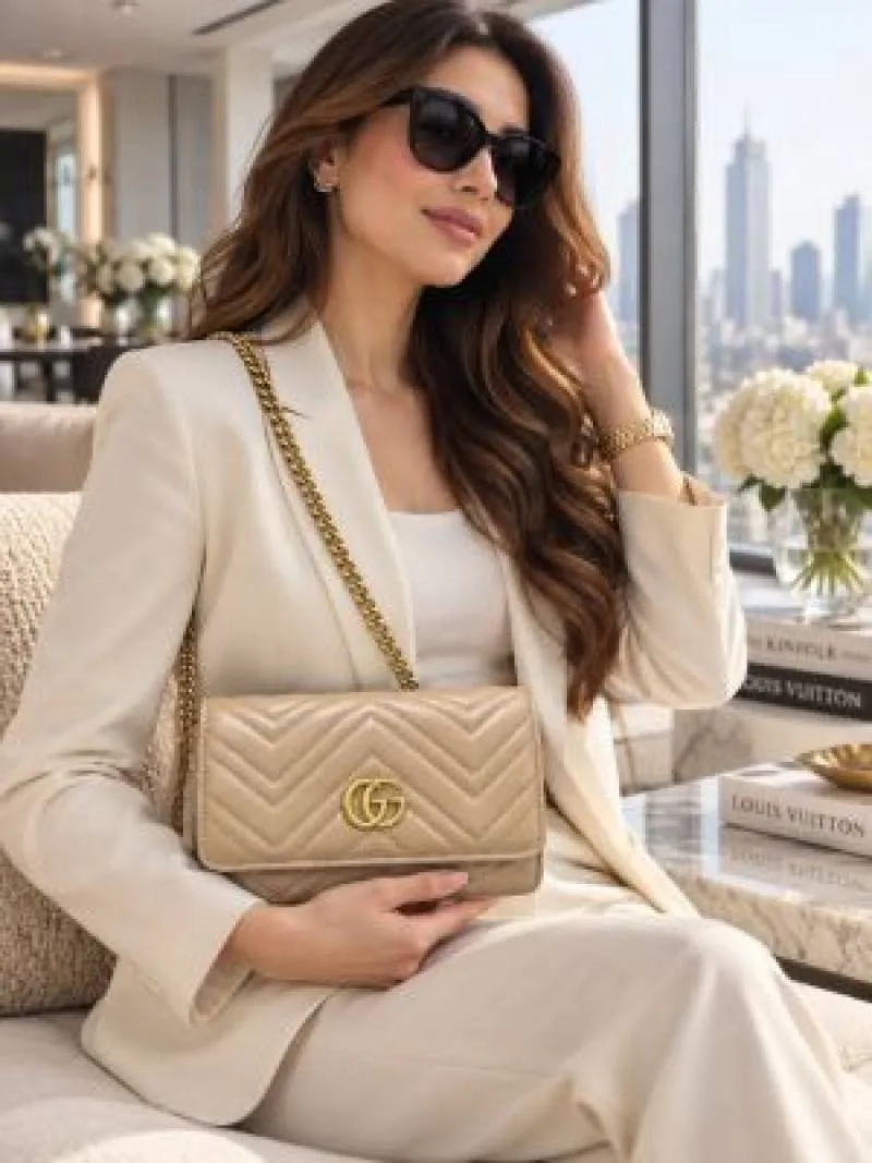 Guchi marmont flap sling bag with box 5304