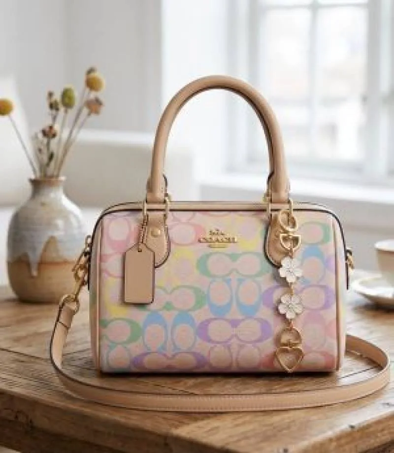 Coatch rowan speedy mini Duffle bag with box & hanging charm 5296