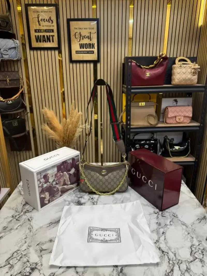 Gucc GG Ophidia Supreme Shoulder Bag With Cherry Charm Includes Box And Dust Bag (735132)