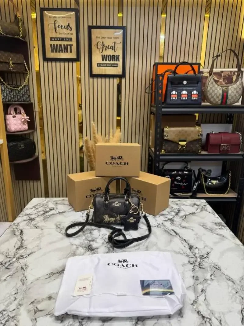 Coac Mini Boston Top Handle Crossbody Bag With Box And Dust Bag (Coffee-911)