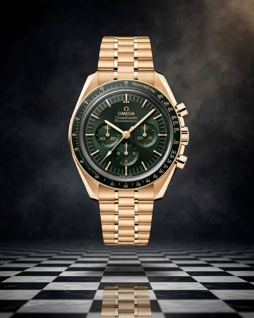 Omegg_a Speedmaster Moonwatch Professional Co-Axial Master Chronometer Chronograph gold green