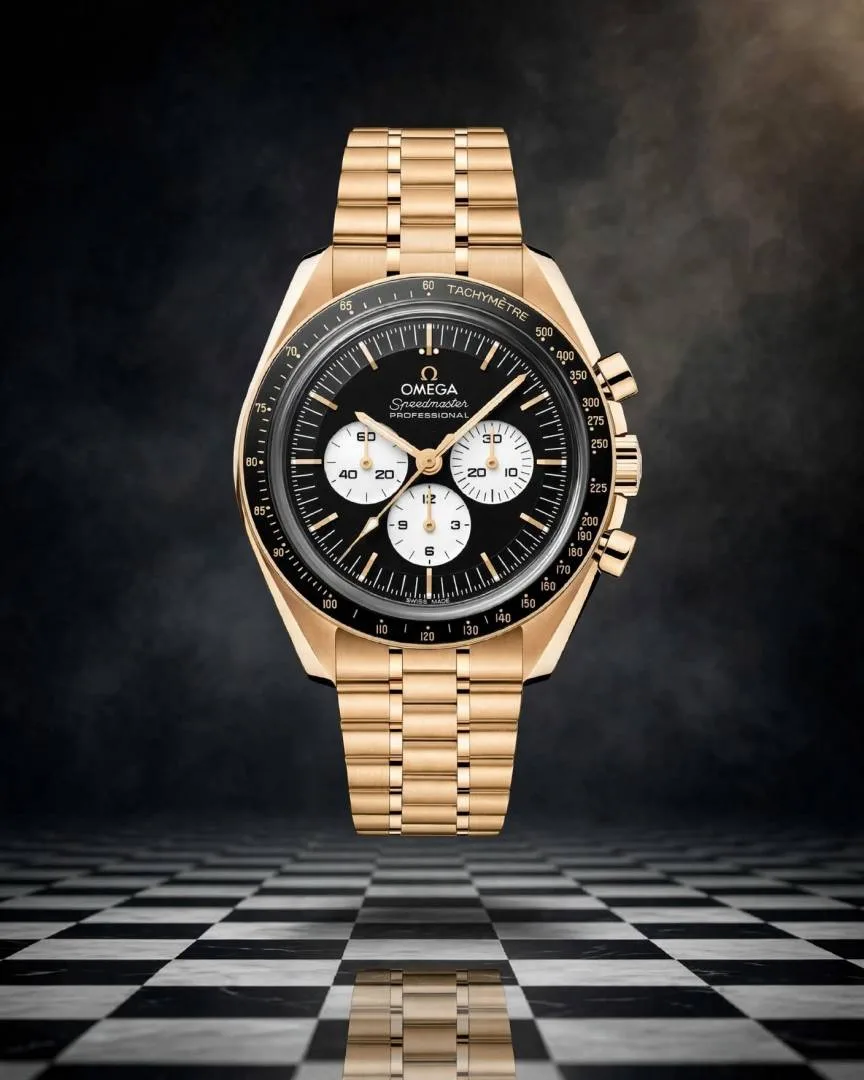 Omegg_a Speedmaster Moonwatch Professional Co-Axial Master Chronometer Chronograph gold black