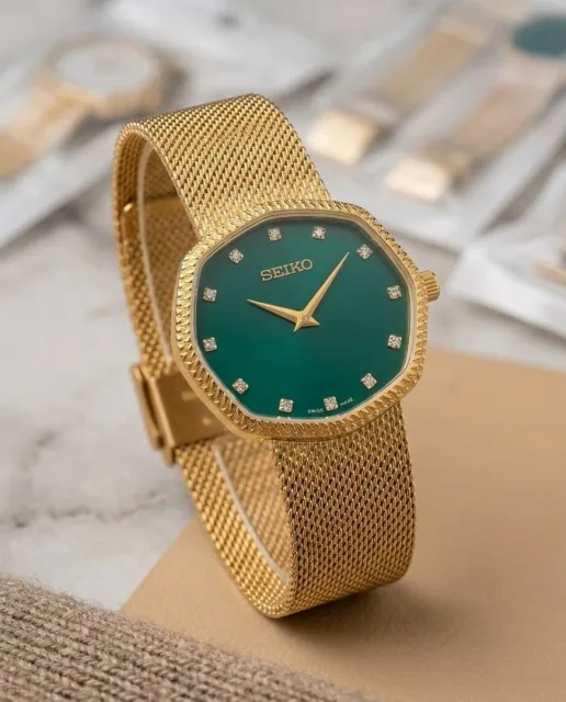Seiko Slim Unisex Gold Green
