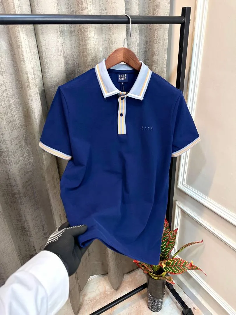 Rar_e Rabbit Navy Blue Premium Imported Classic Polo T-Shirt(1473)