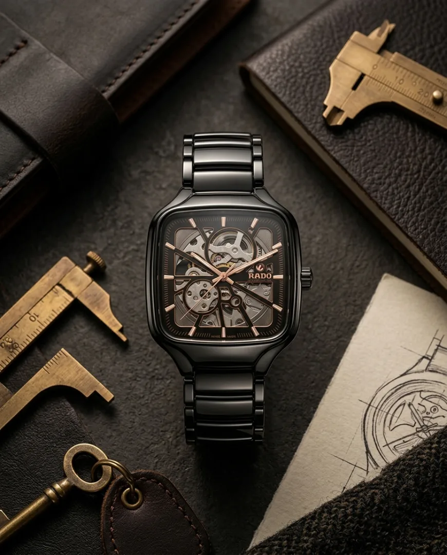 Raado True Square Automatic Open Heart Black