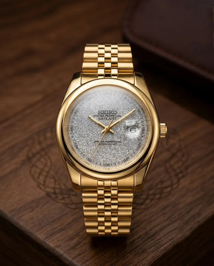 Seiko Galaxy Oyster Perpetual Date Just Gold Silver Dial