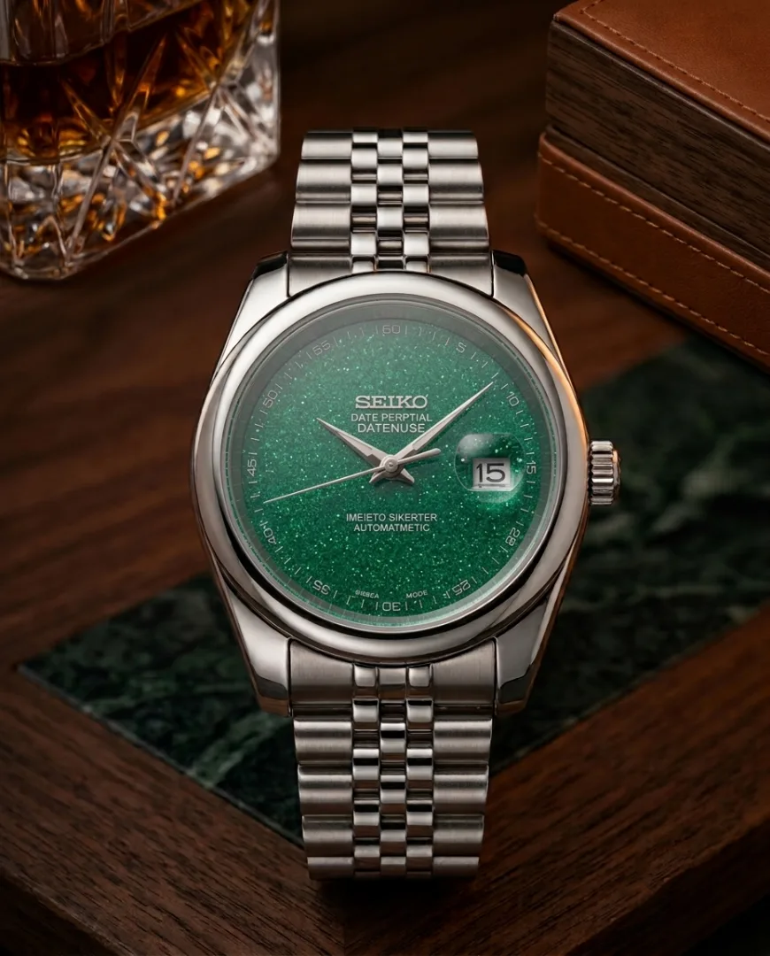 Seiko Galaxy Oyster Perpetual Date Just Silver Green Dial