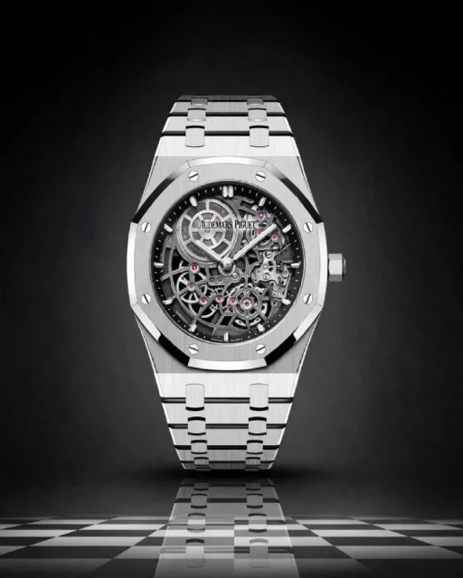 Audemar Piguet Royal Oak Jumbo Extra-Thin Openworked silver Black