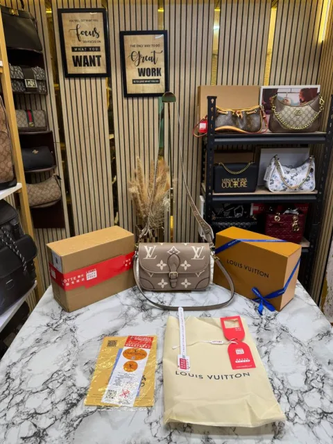 Loius Vutton Diane satchel Bag BeigeTaupe With Double Box & Dust Bag