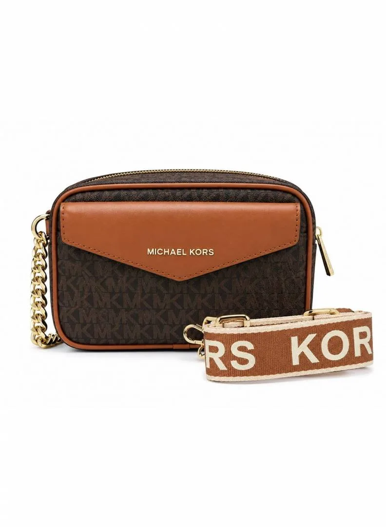 Micheal Kors Signature Monogram Camera Crossbody Bag with box 6825