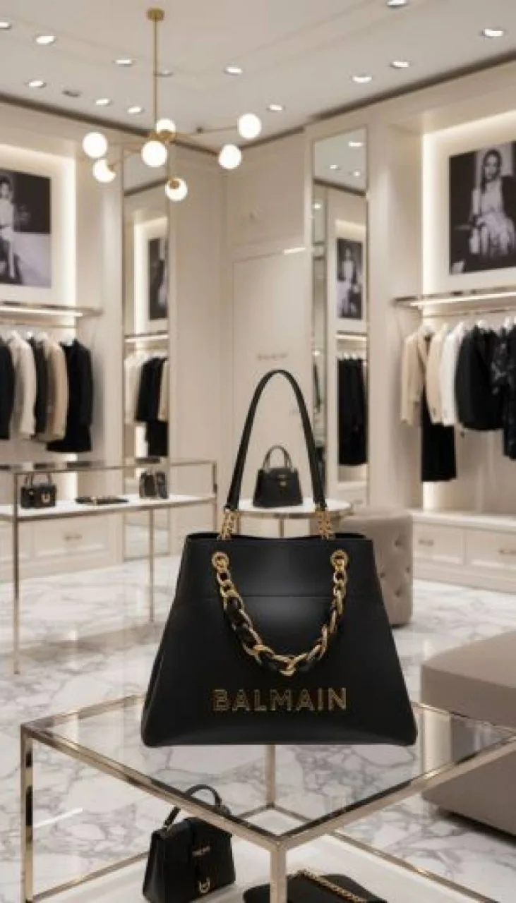 Balman_1945 embellished leather-trimmed cotton-blend jacquard tote with dust cover