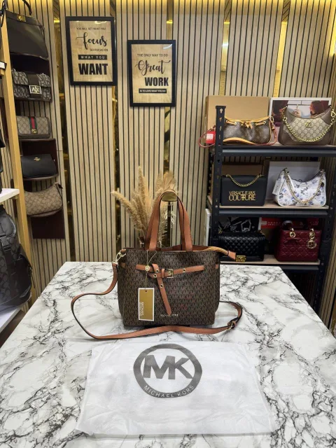 Micheal Kors Emilia Large Logo Tote Bag Coffee Brown With Dust Bag