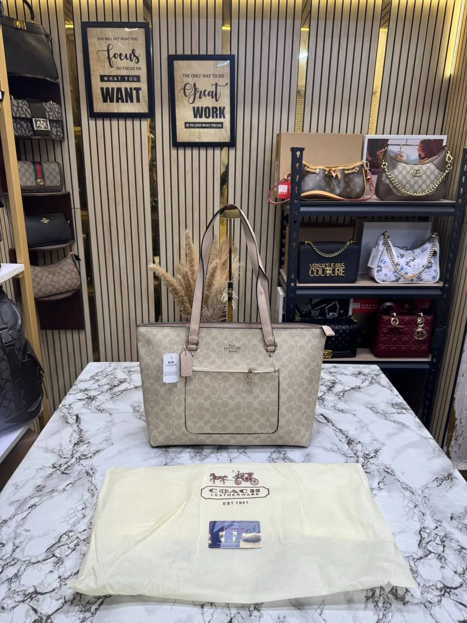 Coatch City Tote Bag in Signature Canvas With Dust BaGahpricot