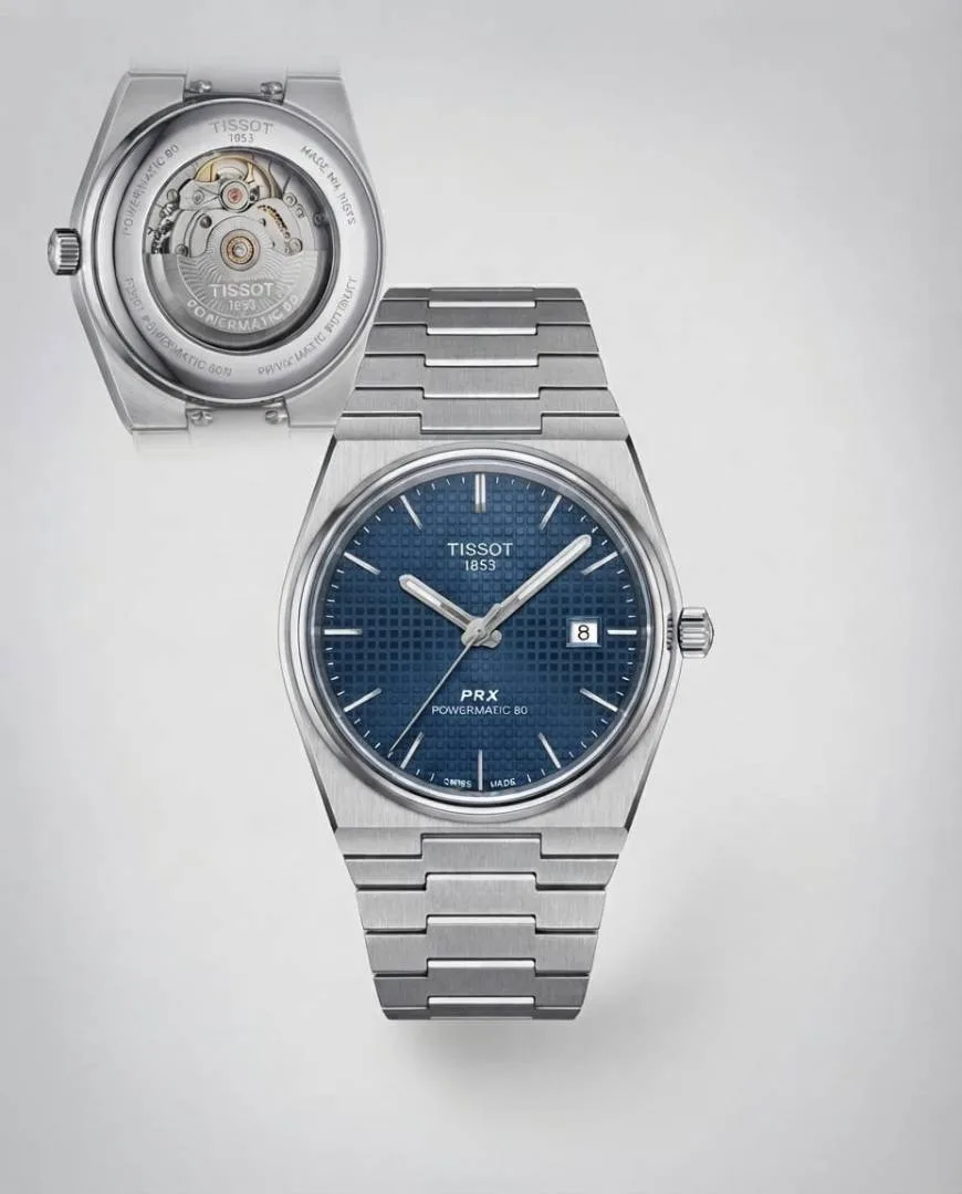 Tissoo_t 1853 Prx Automatic Top Quality silver dark blue