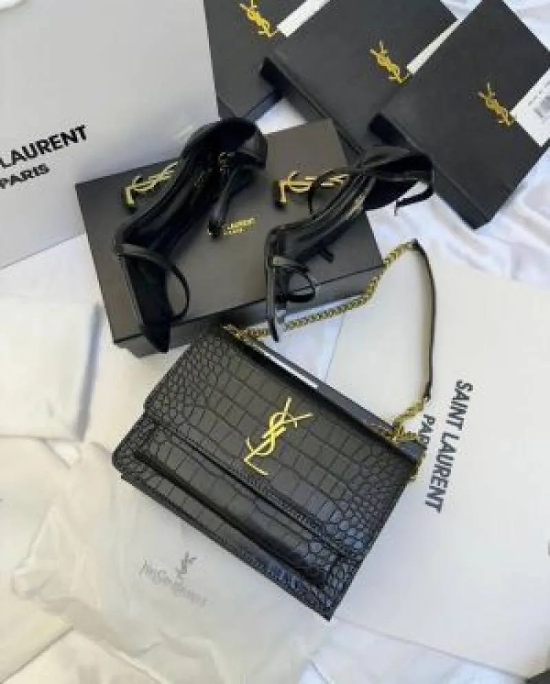 ysl crocodile-embossed leather shoulder bag with Dust Cover premium quality