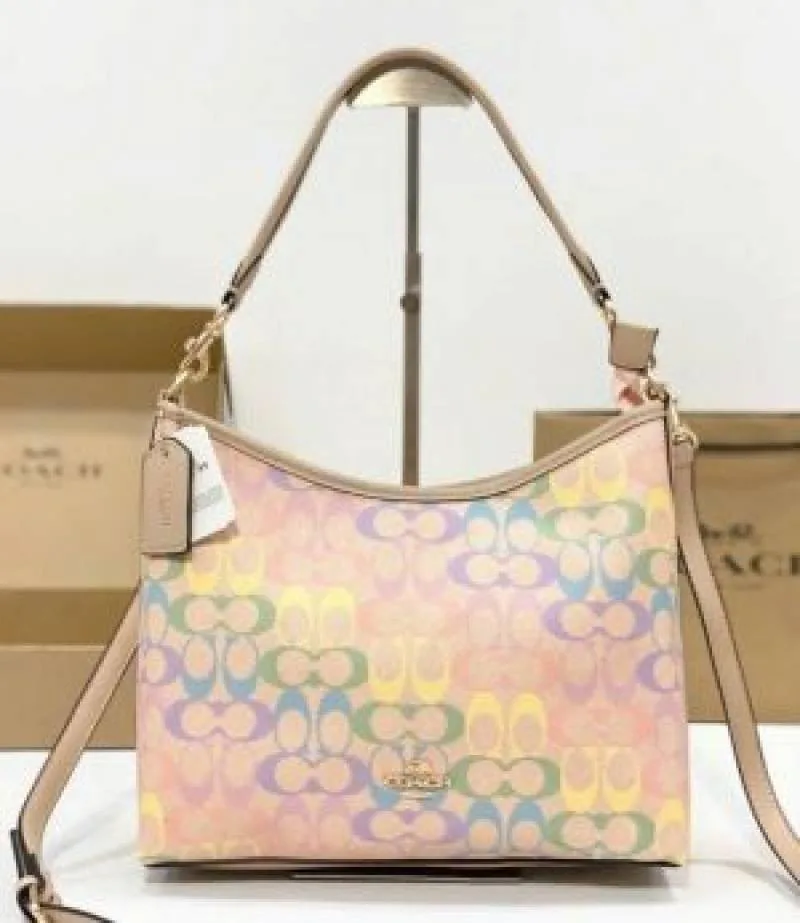 Coatch city Laurel Shoulder Bag Rainbow Signature Canvas With OG Box Dust Cover 6747