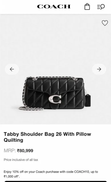 Coacch Tabby 26 pillow Quilting Leather Shoulder Bag With Ogbox Dustbag Etc Model 696