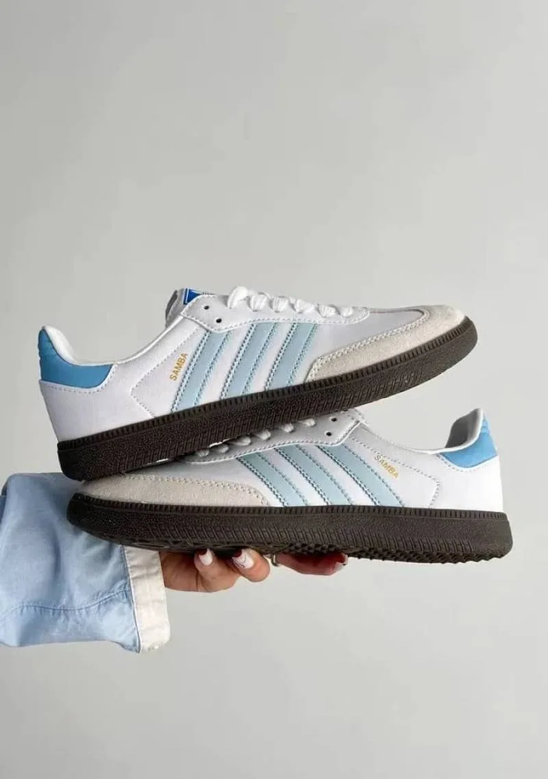Adiddasamba White Sky Blue Men Leather Quality FIX