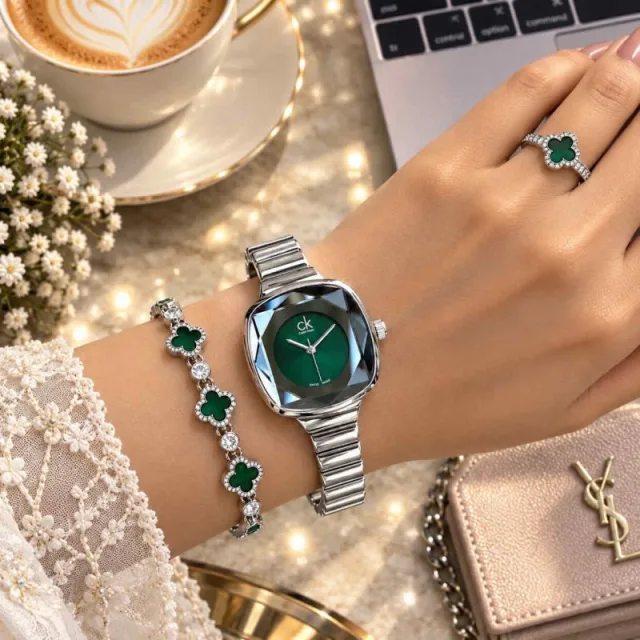 CALVIN KLINE_LADIES_SILVER-GREEN
